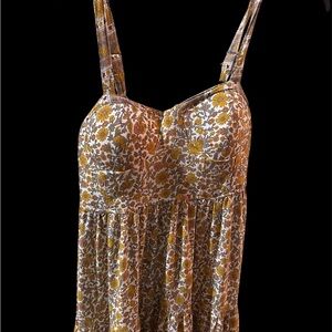 Floral Sundress with Yellow and White Pattern